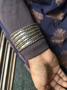 Oxidised twisted bangle set of 11