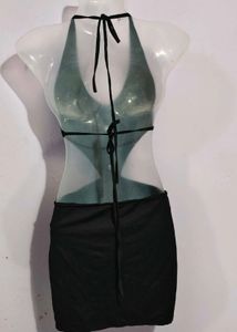 Black Halter Cutout Dress