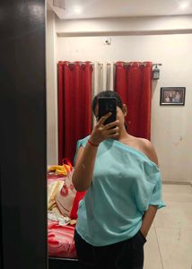 Sky Blue Off-Shoulder Top