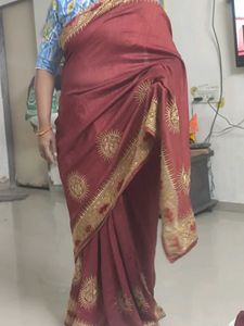 Elegant Maroon Saree some deficit in