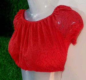 Red Lace Crop Top