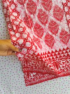 Red &amp; White Printed Kurta L Size