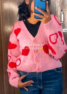 Heart Print Cardigan