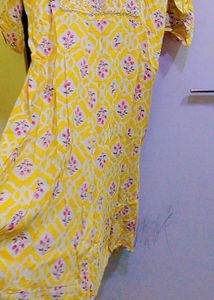 Yellow Printed Kurti