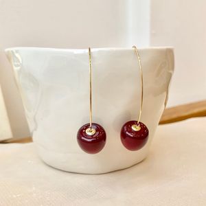 Small Sour Cherry Pearl Earrings