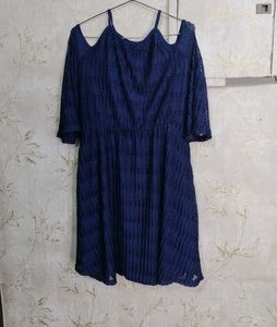 Navy Blue Cut Out Shoulder Dress