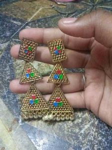Gold-Tone Geometric Dangle Earrings