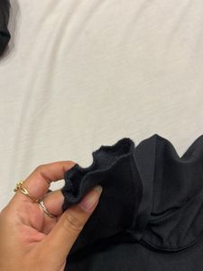 Black Ribbed Backless Crop Top with Wrap Ties