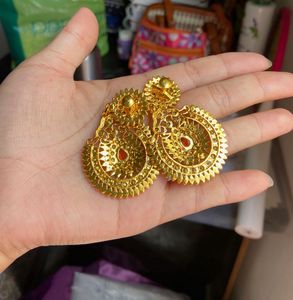 Gold Plated Orage Stone Earring