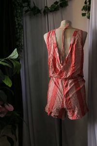 Coral Striped Romper