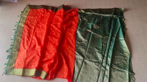 Elegant Poly Silk Orange Saree  Traditional Design