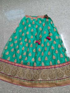 Green Embroidered Lehenga Skirt