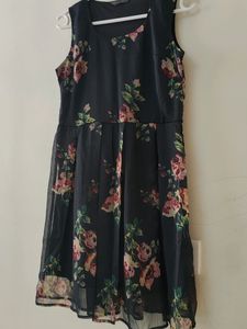 Beautiful Black Siffon Floral Dress