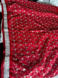 Vibrant Red saree For Festive