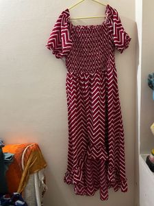 Chevron Print Midi Dress