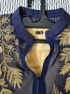 Georgette partywear with golden stone embroidery