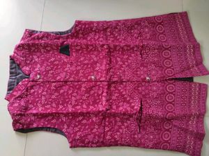 Elegant Pink Embroidered koti and kurta set