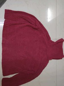 Burgundy Turtleneck Knit Sweater