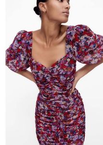 ZARA printed Dress With Draping
