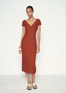 Rust Ribbed Midi Dress ✨