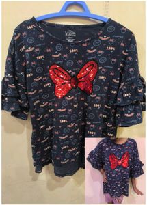 Minnie mouse reversible sequins bow top.