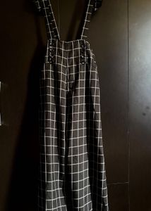 Checkered Suspender Wide-Leg Jumpsuit