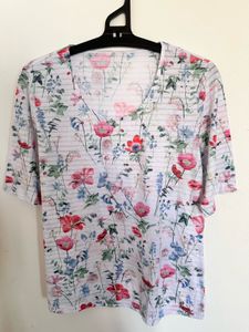 Floral Print White Tshirt