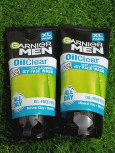 2 Garnier Men Oil Clear Icy Face Wash