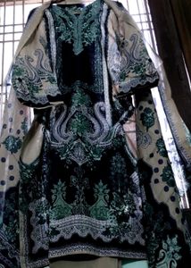 Grey And Blue Pakistani Kurta Set