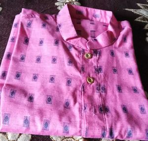 Pink Patterned Men's Kurta