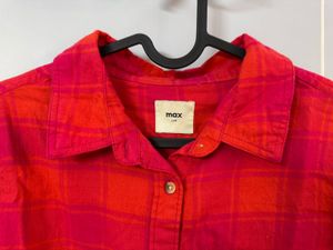Max Red &amp; Orange Plaid Button-Up