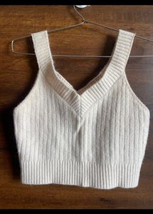 Urbanic Crop Tank Top Knitted V Neck