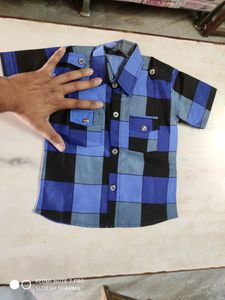 Chack Shart= Half Sleeve =4_5 Years Baby =Blue Colour= Dual Pocket