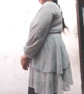 Grey Swiss Dot Tunic Top