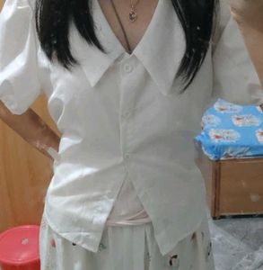 White Puff Sleeve Top