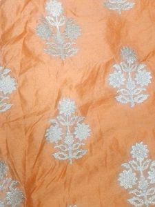 Orange Floral Embroidered Kurti