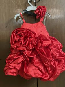 New born Rose Dress With Hair Band