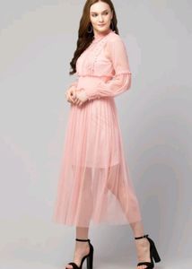 Offer Price 📢 Beautiful Women Lace Flowers Dream Gauze Dress Temperament Collar Lantern Sleeve Dress(With Inner )