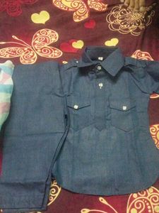 Boy's Blue Shirt & Pant Set