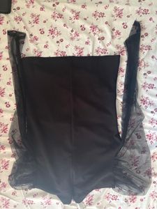 Black Top with Mesh Sleeves