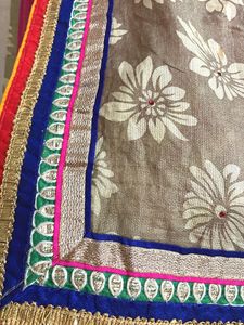 Pink leheriya Saree With Half Design