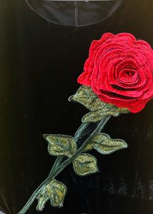 Black Velvet Dress with Rose