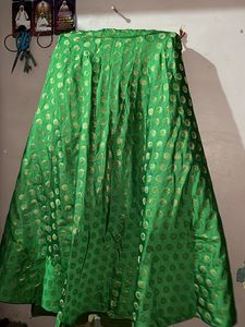 Emerald Green &amp; Gold Lehenga Skirt