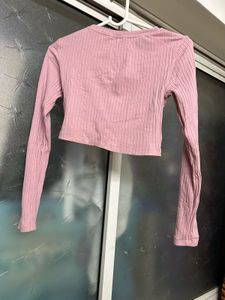 Pink Full Sleeves Crop Top