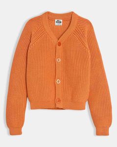Orange Knit Cardigan Sweater