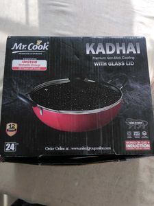 My Cook 24cm Red Wok with Glass Lid