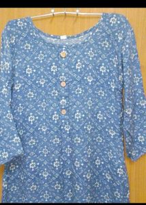 Blue Printed Kurti Dress 2xl size cotton