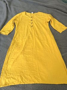 Mustard Color cotton straight kurta