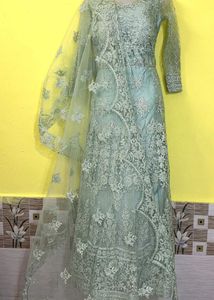 Elegant Blue Embroidery Gown
