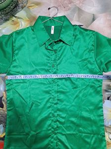 Green Satin Button Down